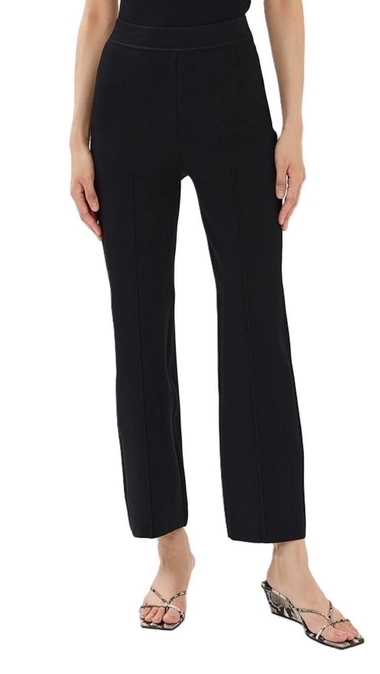 SIMKHAI Women Black Knit Stretch Ashlon Pull On Straight Leg Pants Size XL